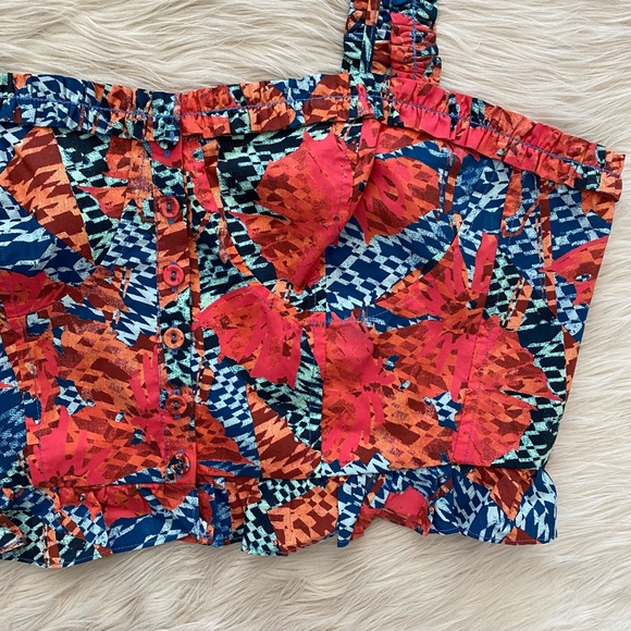 Ulla Johnson Blue Red Abstract Print Button Front Alexandra Tank Top Flamingo - Picture 3 of 10